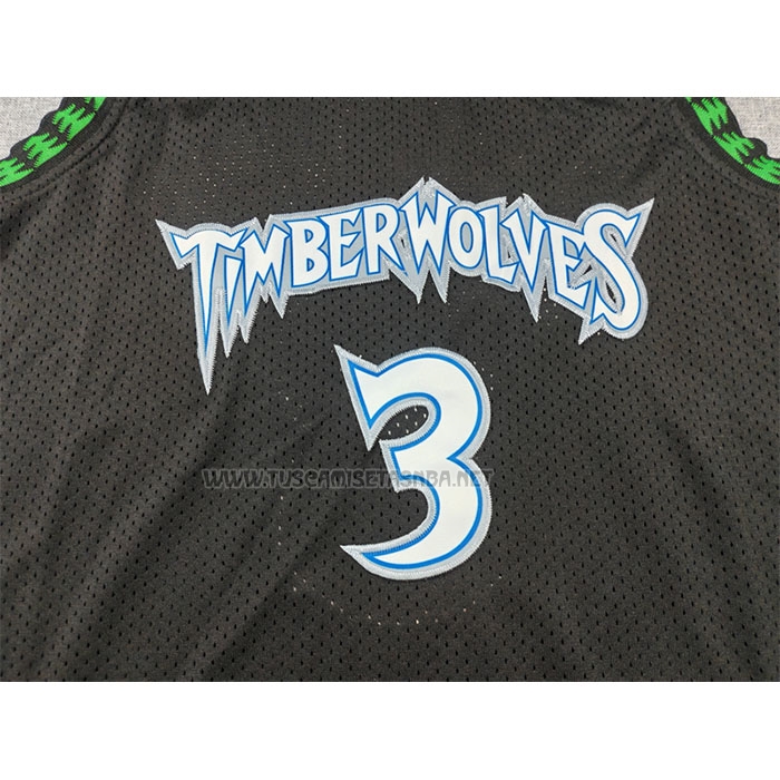 Camiseta Stephon Marbury NO 3 Minnesota Timberwolves Mitchell & Ness 1997-98 Negro